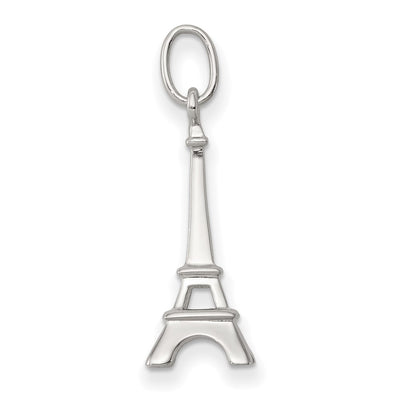 Sterling Silver Rhodium-plated Eiffel Tower Charm, 25 x 10mm
