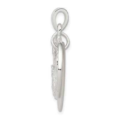 Sterling Silver Polished Dolphin & Waves Mother of Pearl Pendant