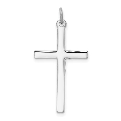 Sterling Silver Platinum-plated Polished Epoxy & Gold-plated Cross Pendant, 29 x 17mm