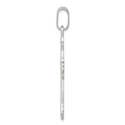 Sterling Silver Polished and Textured Cross Pendant, 40 x 26mm