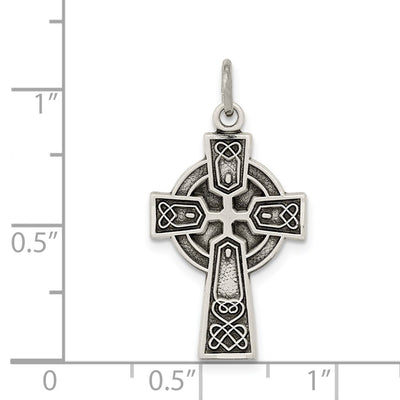 Sterling Silver Antiqued Satin Celtic Cross Pendant