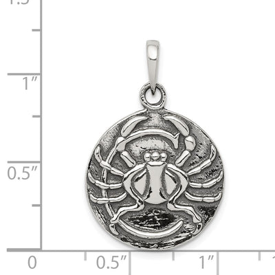 Sterling Silver Polished Antique Finish Cancer Horoscope Zodiac Pendant