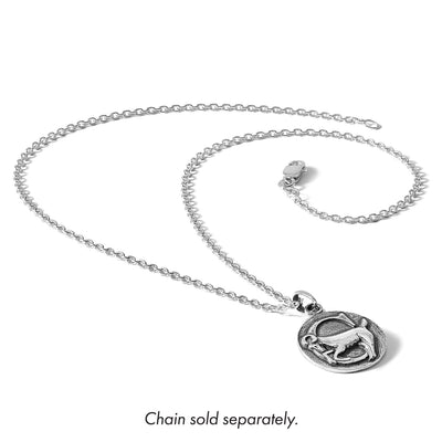 Sterling Silver Polished Antique Finish Capricorn Horoscope Zodiac Pendant