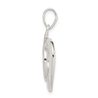 Sterling Silver Polished Heart Pendant, 29 x 27mm