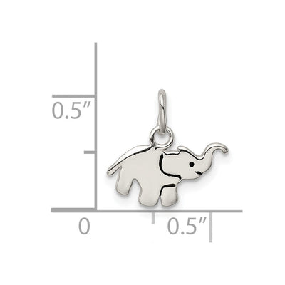 Sterling Silver Enameled Elephant Charm, 13.17 x 13.13mm