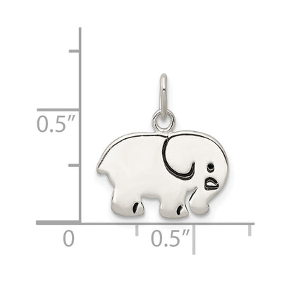 Sterling Silver Enameled Elephant Charm, 16.4 x 14.58mm
