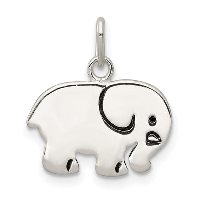 Sterling Silver Enameled Elephant Charm, 16.4 x 14.58mm
