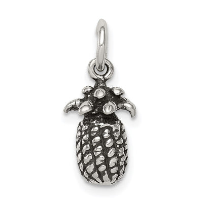 Sterling Silver Antiqued Pineapple Charm, 21 x 9mm