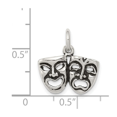 Sterling Silver Antiqued Comedy/Tragedy Face Charms, 19 x 17mm