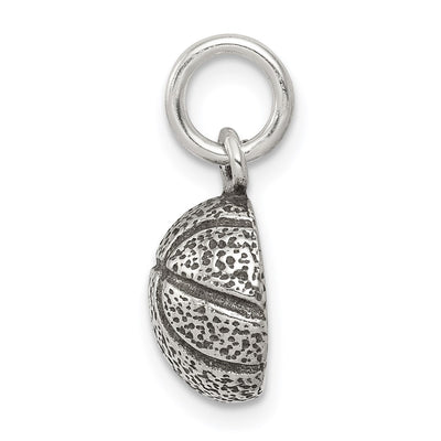 Sterling Silver Antiqued Basketball Charm, 20 x 10mm