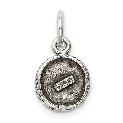 Sterling Silver Antiqued Basketball Charm, 20 x 10mm