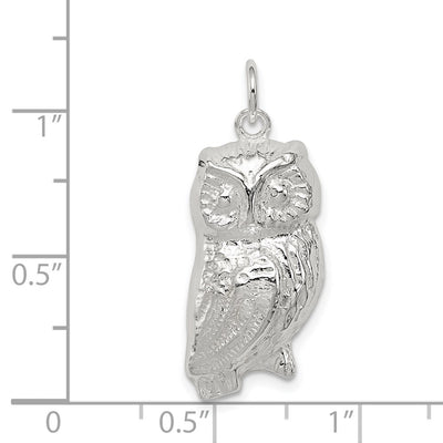 Sterling Silver Owl Charm, 25 x 12mm