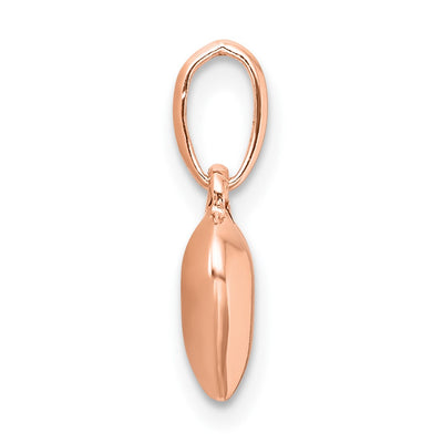 Sterling Silver Rose-tone Polished Puffed Heart Pendant, 14.7 x 8mm