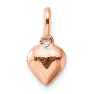 Sterling Silver Rose-tone Polished Puffed Heart Pendant, 14.7 x 8mm