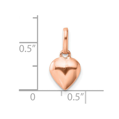 Sterling Silver Rose-tone Polished Puffed Heart Pendant, 14.7 x 8mm