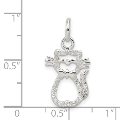 Sterling Silver Polished Cat Charm, 18.5 x 12.3mm