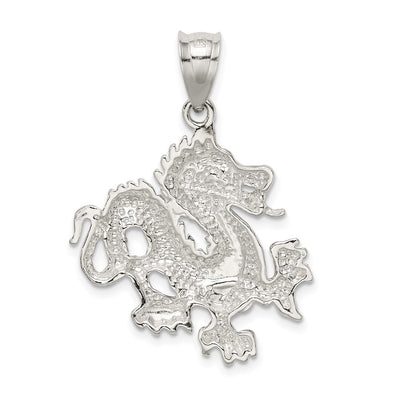 Sterling Silver Polished & Textured Chinese Dragon Pendant