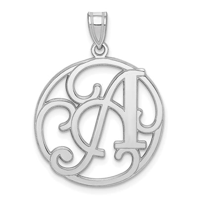 Sterling Silver Rhodium-plated Fancy Script Letter Initial Pendant