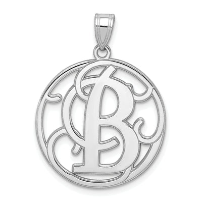 Sterling Silver Rhodium-plated Fancy Script Letter Initial Pendant