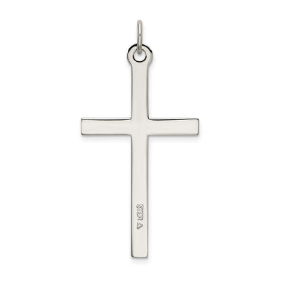 Sterling Silver Polished and Textured Cross Pendant, 40.2 x 22mm