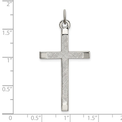 Sterling Silver Polished and Textured Cross Pendant, 40.2 x 22mm