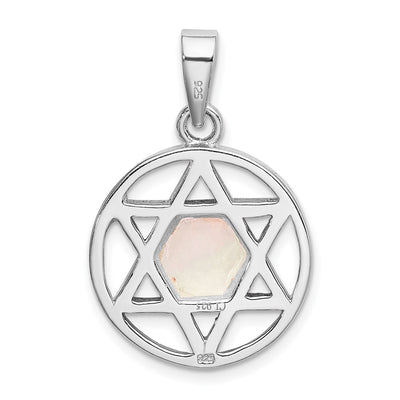 Sterling Silver Rhodium-plated MOP Star of David Pendant