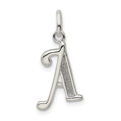 Sterling Silver Polished Glitter Enamel Letter Initial Charm