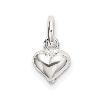 Sterling Silver Polished Puffed Heart Charm, 12.25 x 6mm