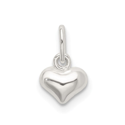 Sterling Silver Polished Puffed Heart Charm, 12.25 x 6.5mm