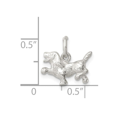 Sterling Silver Dog Charm, 10 x 14mm