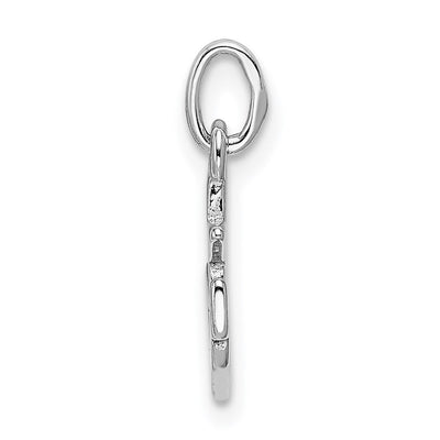 Sterling Silver Rhodium-plated Polished Anchor Charm, 17.5 x 9mm