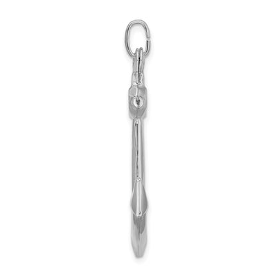 Sterling Silver Rhodium-plated Polished Anchor Charm, 44 x 27mm