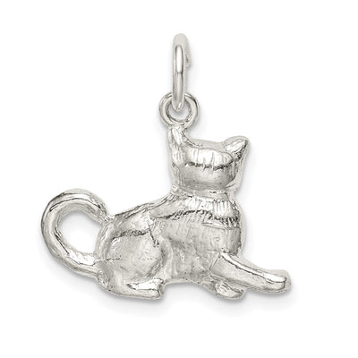 Sterling Silver Cat Charm, 16 x 21mm