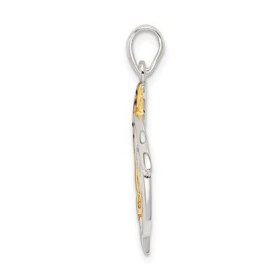 Sterling Silver & Gold-tone Enameled Filigree Dolphins Pendant