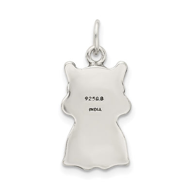 Sterling Silver Antiqued Cat Charm, 20.15 x 10.25mm