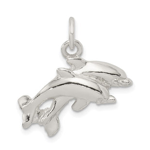 Sterling Silver Dolphins Charm (Style QC940)