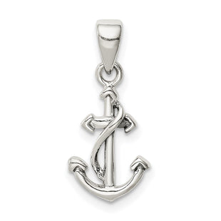 Sterling Silver Polished Anchor Pendant (Style QC9431)