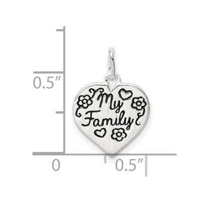Sterling Silver Enamel MY FAMILY Heart Charm