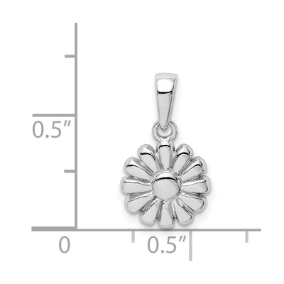 Sterling Silver Rhodium Plated Flower Pendant