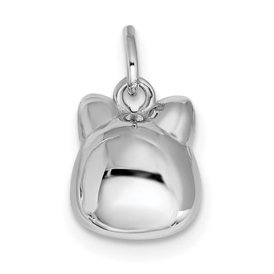 Sterling Silver Rhodium-plated Antiqued Cat Head Pendant