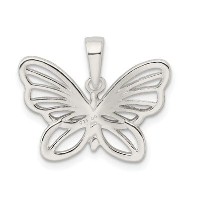 Sterling Silver Diamond-cut Butterfly Pendant, 16 x 23.1mm