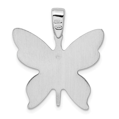 Sterling Silver Rhodium-plated Butterfly Pendant, 23.77 x 26.46mm