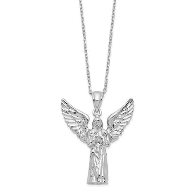 Sterling Silver Rhodium-plated Angel Ash Holder 18in Necklace, 18 x 23.7mm