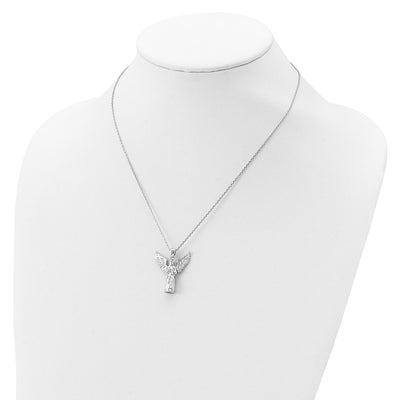 Sterling Silver Rhodium-plated Angel Ash Holder 18in Necklace, 18 x 23.7mm