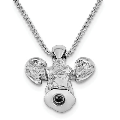Sterling Silver Rhodium-plated Angel Ash Holder 18in Necklace, 18 x 17.7mm
