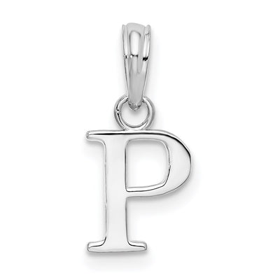 Sterling Silver Rhodium-Plated Polished Block Initial Pendant Necklace