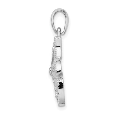 De-Ani Sterling Silver Rhodium-plated Polished Diamond-Cut Starfish Pendant