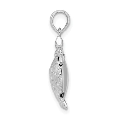 De-Ani Sterling Silver Rhodium-plated Polished 3D Moveable Sea Turtle Pendant