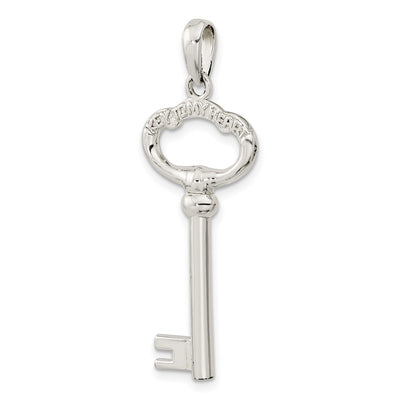 De-Ani Sterling Silver Rhodium-Plated 3D Key to My Heart Key Pendant