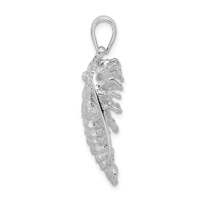 De-Ani Sterling Silver Rhodium-Plated Polished Large Florida Lobster Pendant